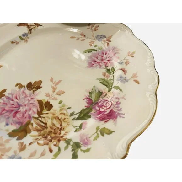 Set 4 Vtg 50s Rosenthal Ivory Daphne DINNER Plates Purple Floral Gold Trim China
